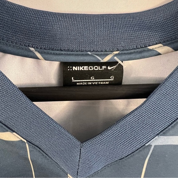 Nike Golf Vest Mens Large L Plaid Sleeveless V Neck Blue Gray Pullover - Picture 3 of 3